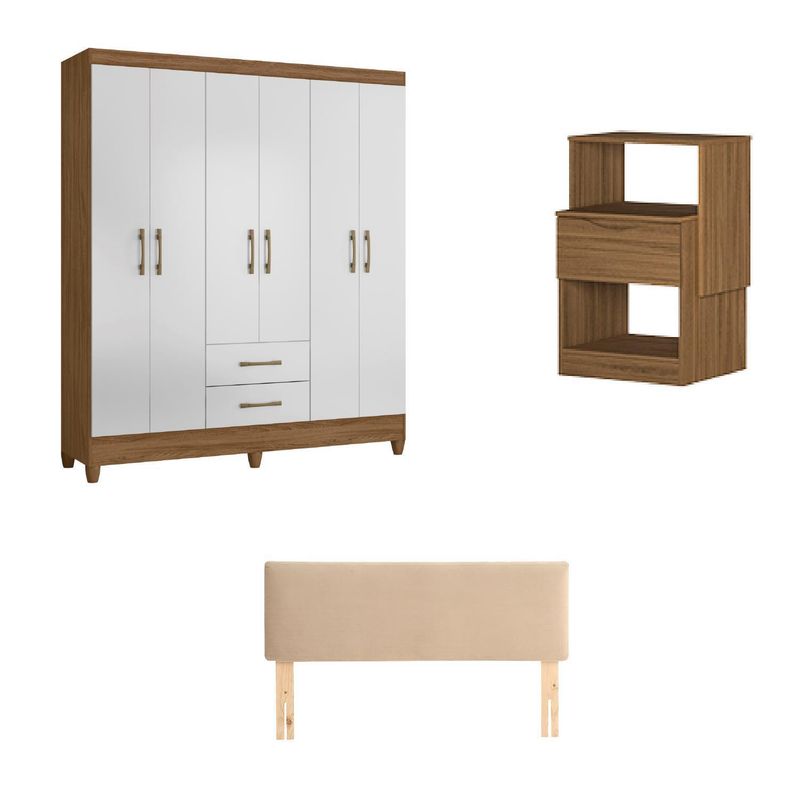 ROCH LTDA - Combo Clóset + Respaldo 2 Plazas + 1 Velador