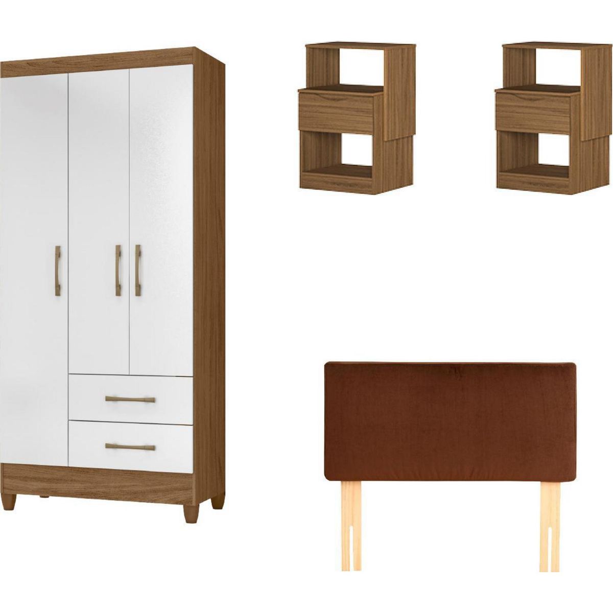 ROCH LTDA - Combo Clóset + Respaldo 1,5 Plazas + 2 Veladores