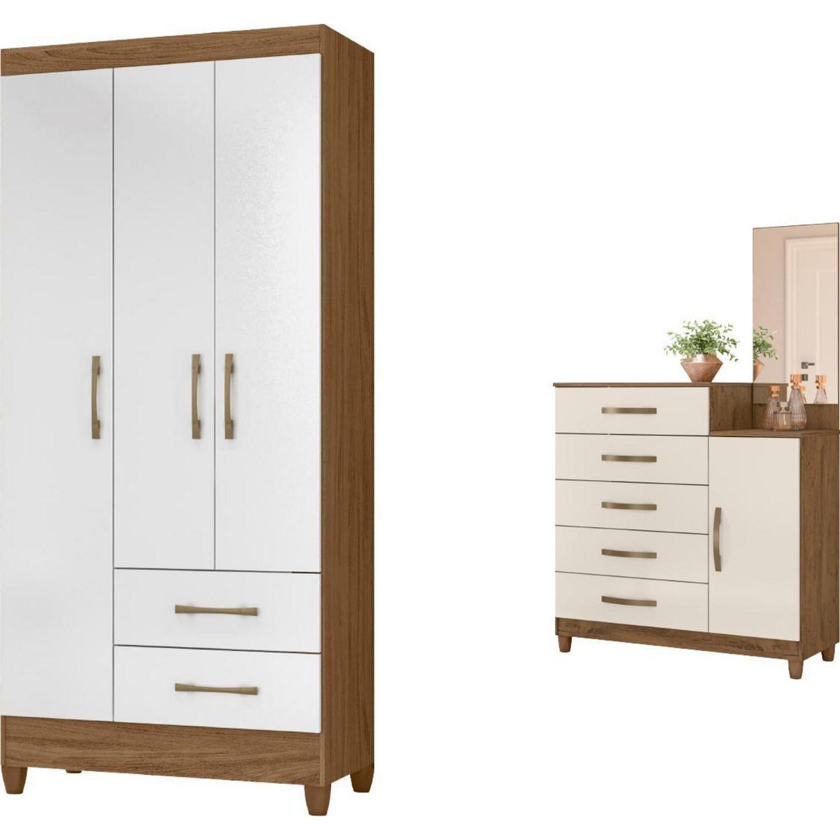 ROCH LTDA - Combo Clóset 3 Puertas 2 Cajones + Comoda