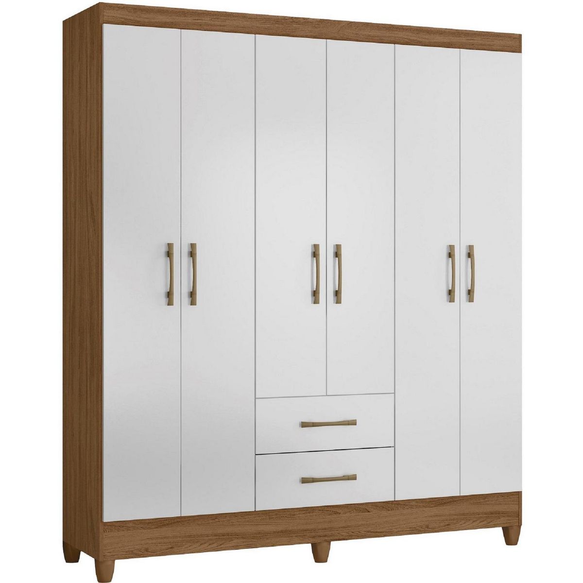 ROCH LTDA - Pack 2 Clósets 6 Puerta(s) 2 Cajón(es) 4 Repisa(s) 153x182x47 cm Blanco/Natural