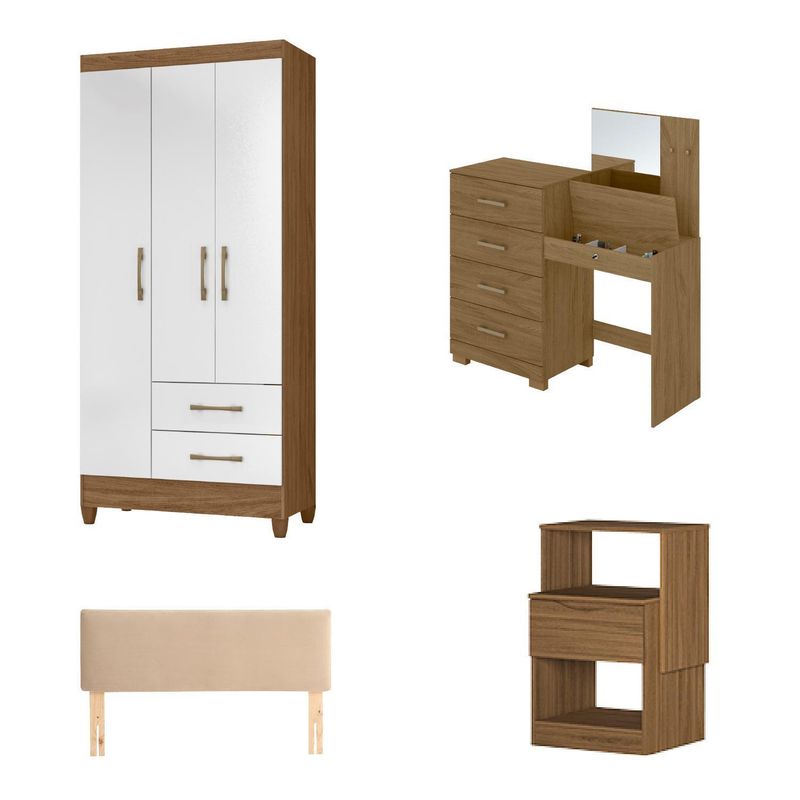 ROCH LTDA - Combo Clóset+ Comoda+ Respaldo 2 Plazas +1 Velador