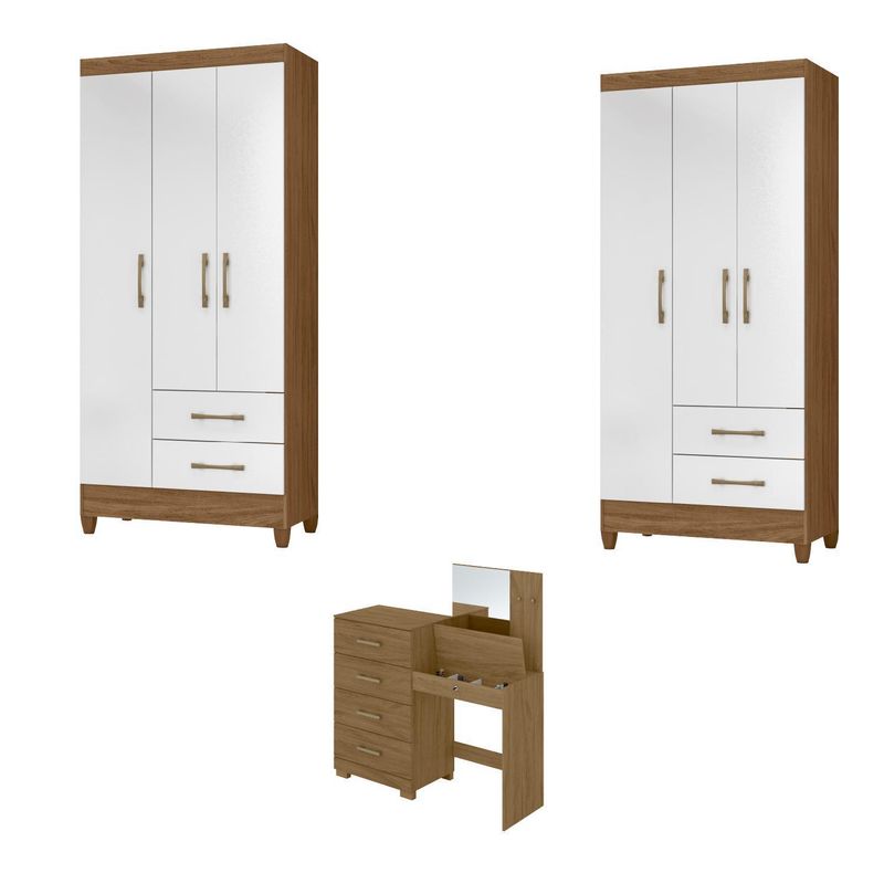 ROCH LTDA - Combo 2 Clóset 3 puertas 2 cajones + Comoda