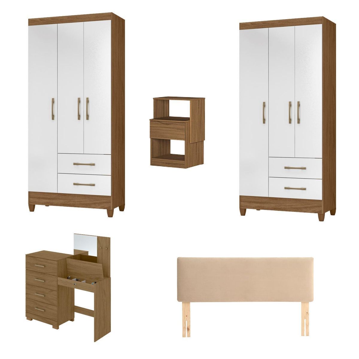 ROCH LTDA - Combo 2 Clóset + Comoda +Respaldo 2 P +1 Velador