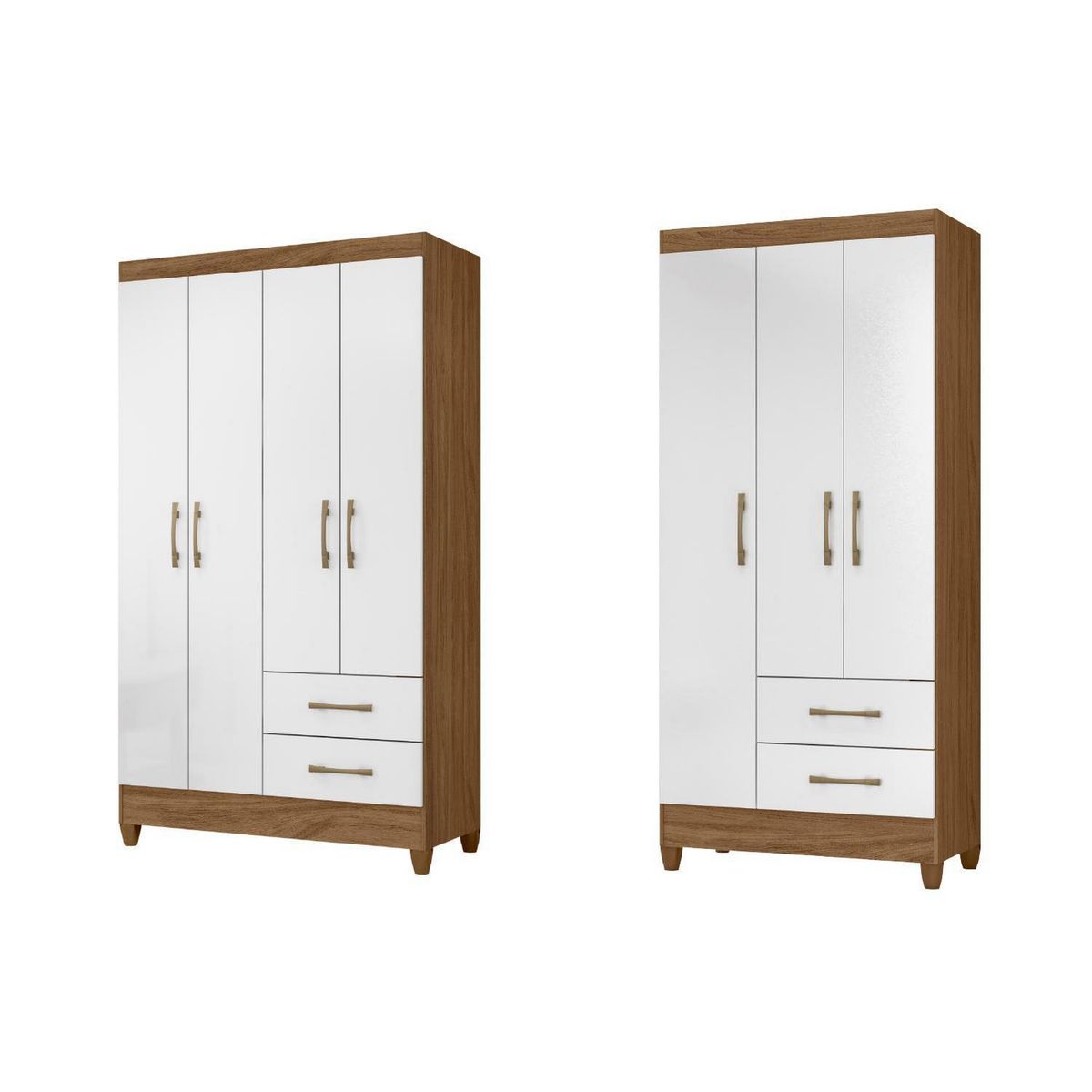 ROCH LTDA - Pack 2 Clósets 4 Puerta(s) 2 Cajón(es) 3 Repisa(s) 103x182x47 cm Blanco/Natural