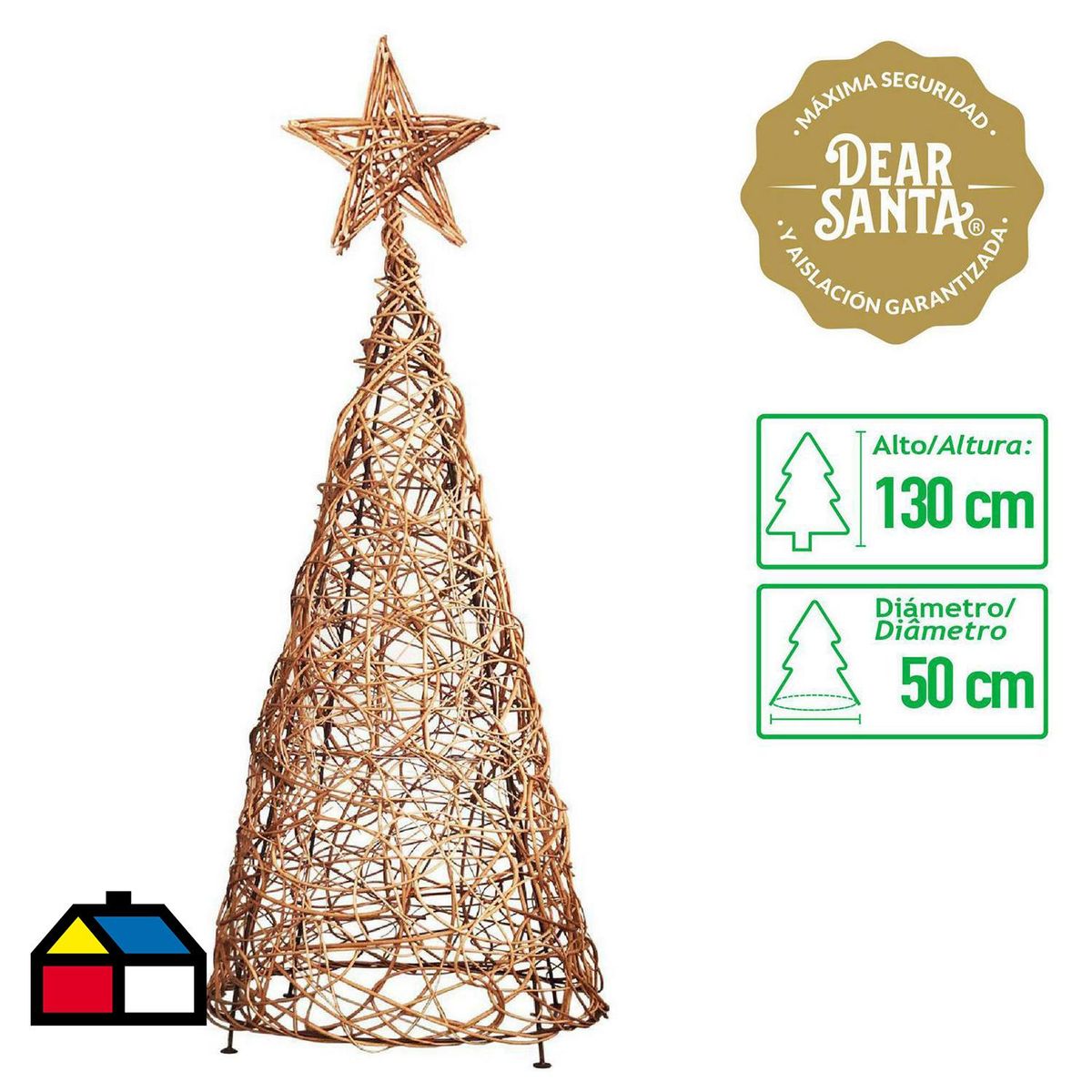 JENNY HOME - Árbol de Navidad con Estrella Artesanal 50x130 cm Café