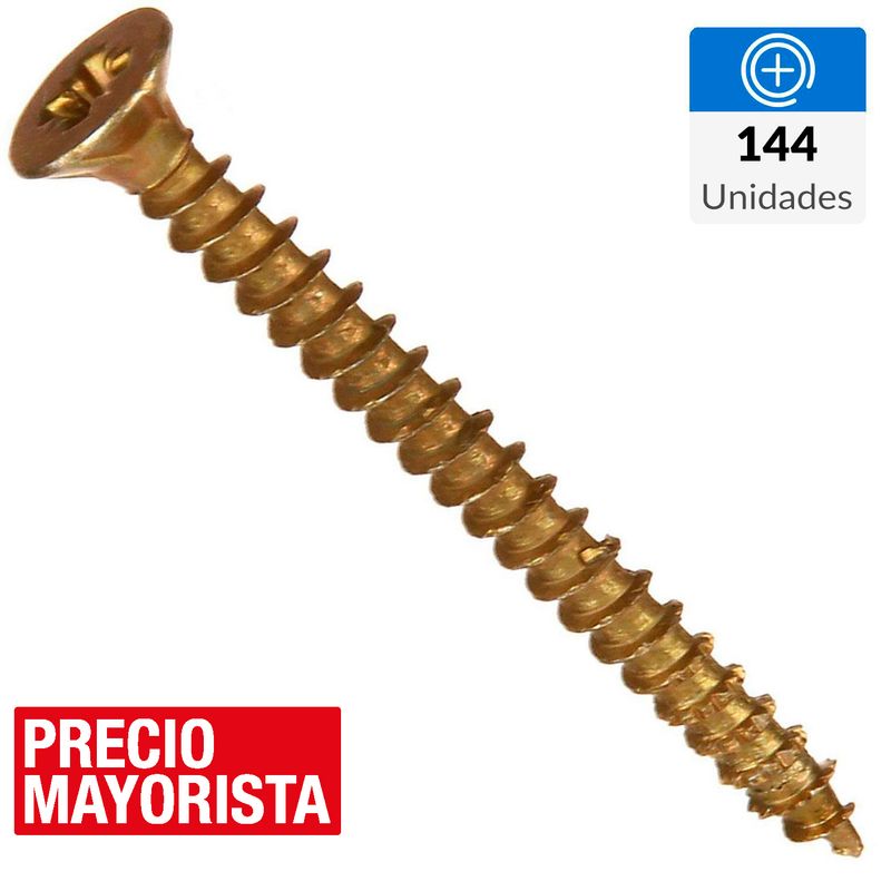 MAMUT - Tornillo Tirafondo Cabeza Phillips Madera 2 " 9 mm 144 Unidades
