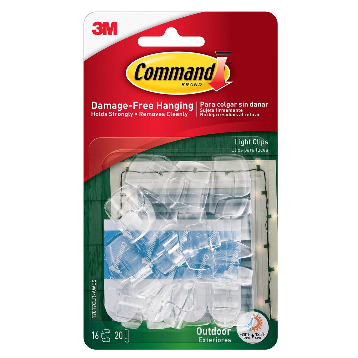 COMMAND - Clips para Luces en exteriores pequeños transparentes