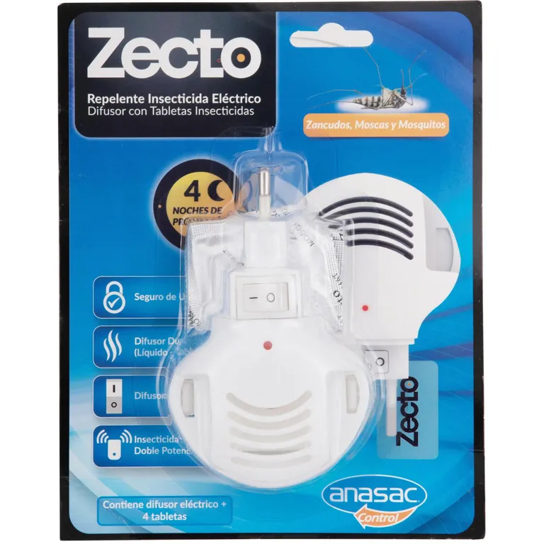 Insecticida eléctrico para zancudos difusor + tableta insecticida 4 un