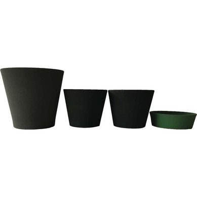 Set 4 Macetas Arena 1 Alto gris 2 Mediano negro 1 Suculenta verde