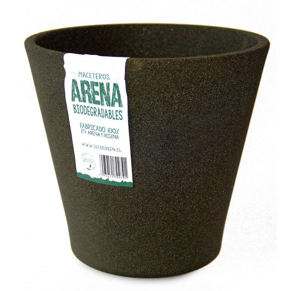 DECOGREEN - Set 4 Macetas Arena 1 Alto gris 2 Mediano negro 1 Suculenta verde