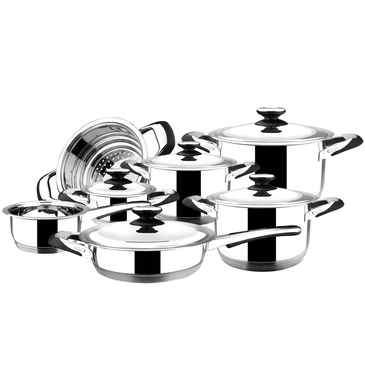 MAGEFESA - Batería de Cocina 12 Piezas Acero inoxidable  Plateado