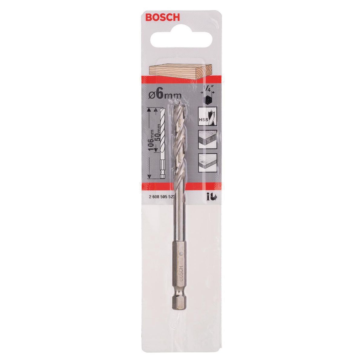 BOSCH - Broca para madera 6 mm