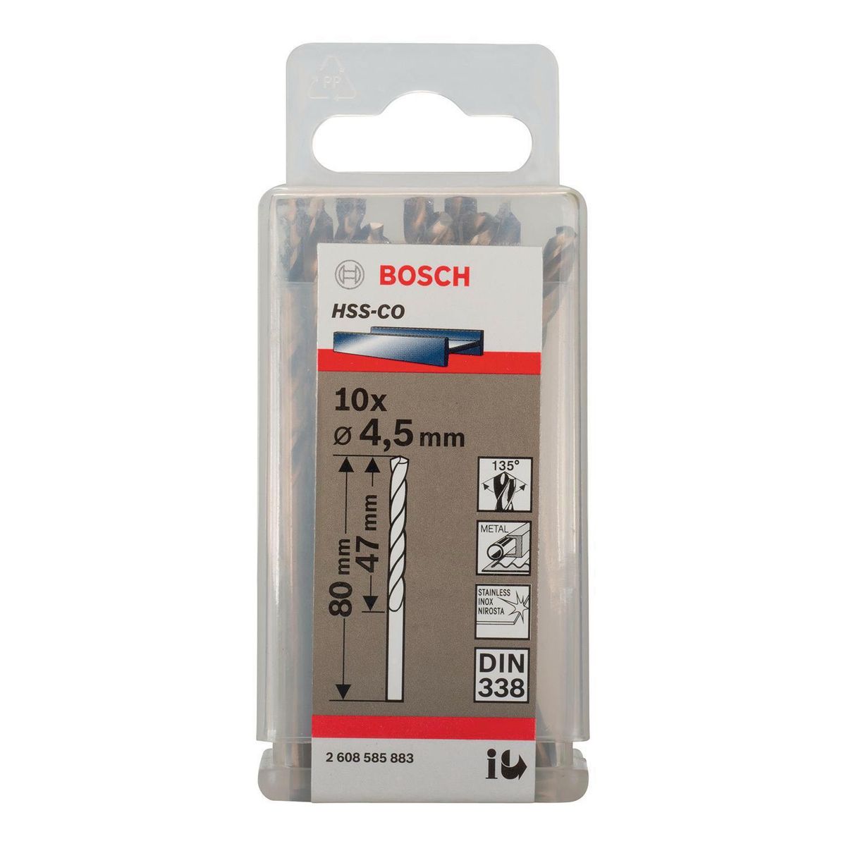 BOSCH - Set brocas HSS-CO para metal 4,5 mm 10 unidades