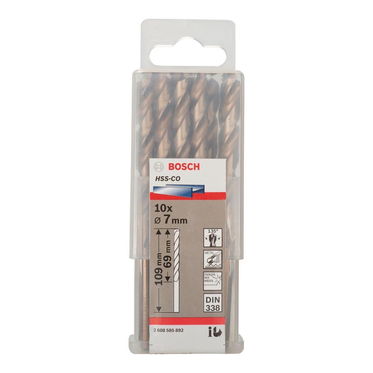 BOSCH - Set brocas HSS-CO para metal 7 mm 10 unidades