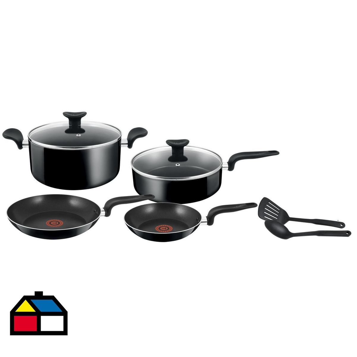 TEFAL - Batería de Cocina 8 Piezas Aluminio B048S884 Negro