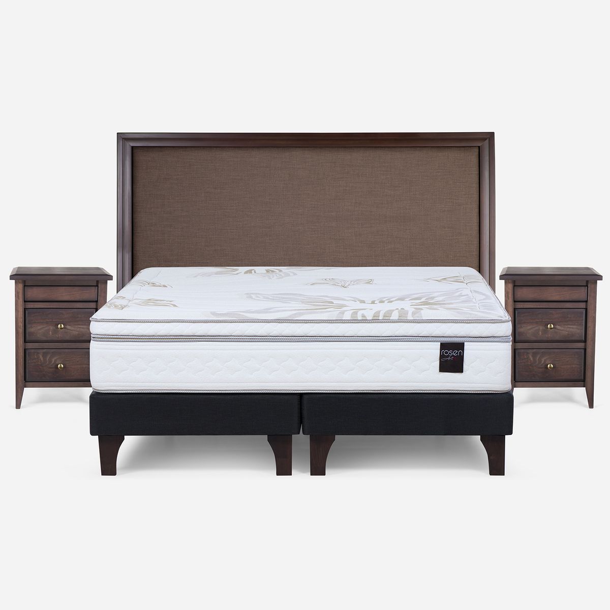 ROSEN - Cama King Europea Art 4 + Respaldo + 2 Veladores