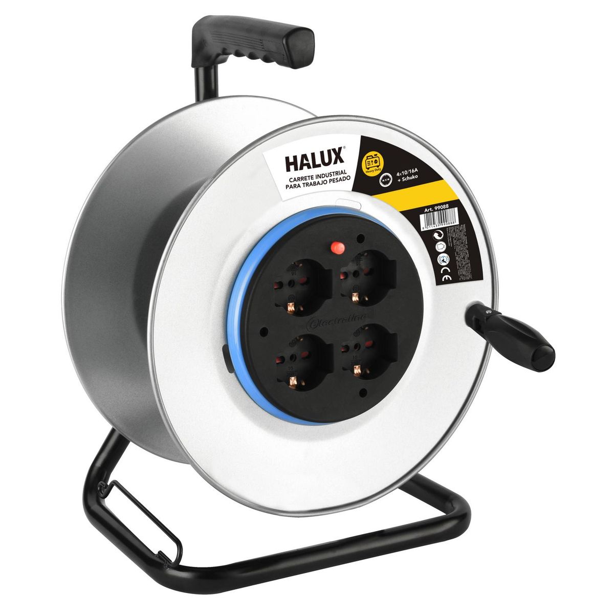 HALUX - Carrete Alargador Shuko 4 Toma(s)  Amarillo