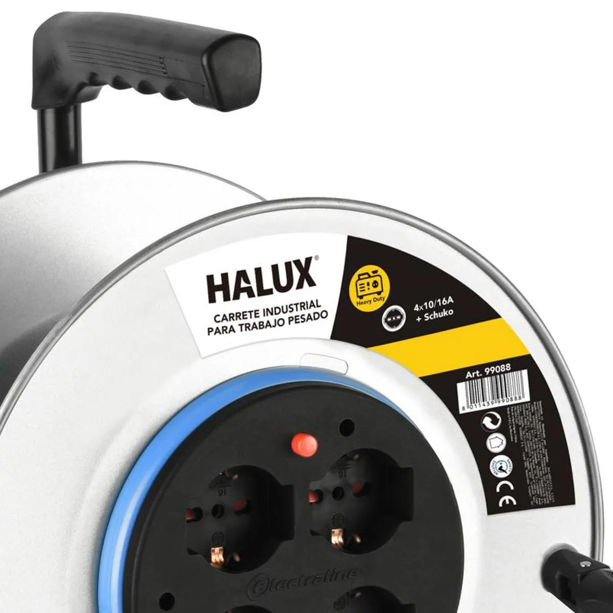 HALUX - Carrete Alargador Shuko 4 Toma(s)  Amarillo