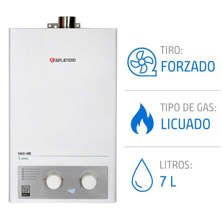 Calefont 7 Litros Gas Licuado Tiro Forzado Ionizado