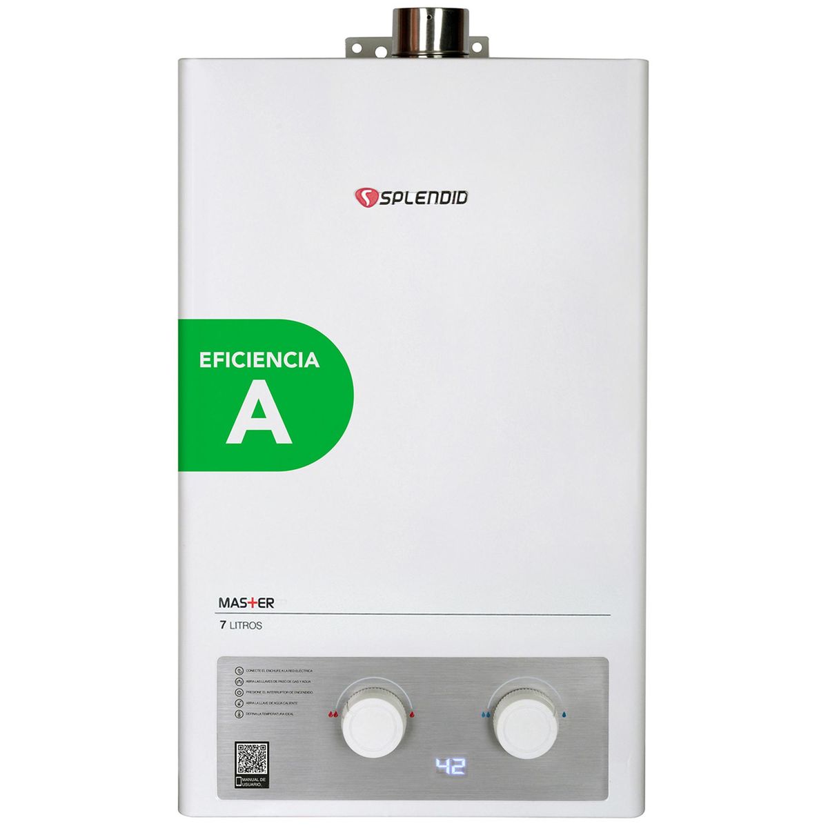 SPLENDID - Calefont Gas Licuado 7 Litros Tiro Forzado Ionizado