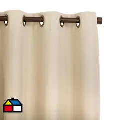 JUST HOME COLLECTION - Cortinas de Telas Modelo Ojetillo Sun Out Color Beige Con Instalación Y Barra Incluido Con Medidas en Ancho Entre 75 CM