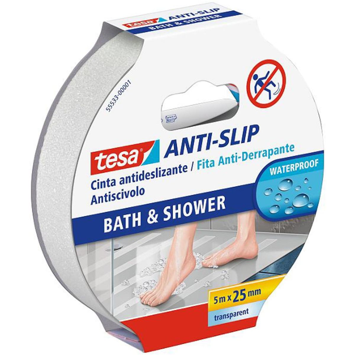 TESA - Antideslizante baño 5m x 25mm blanco