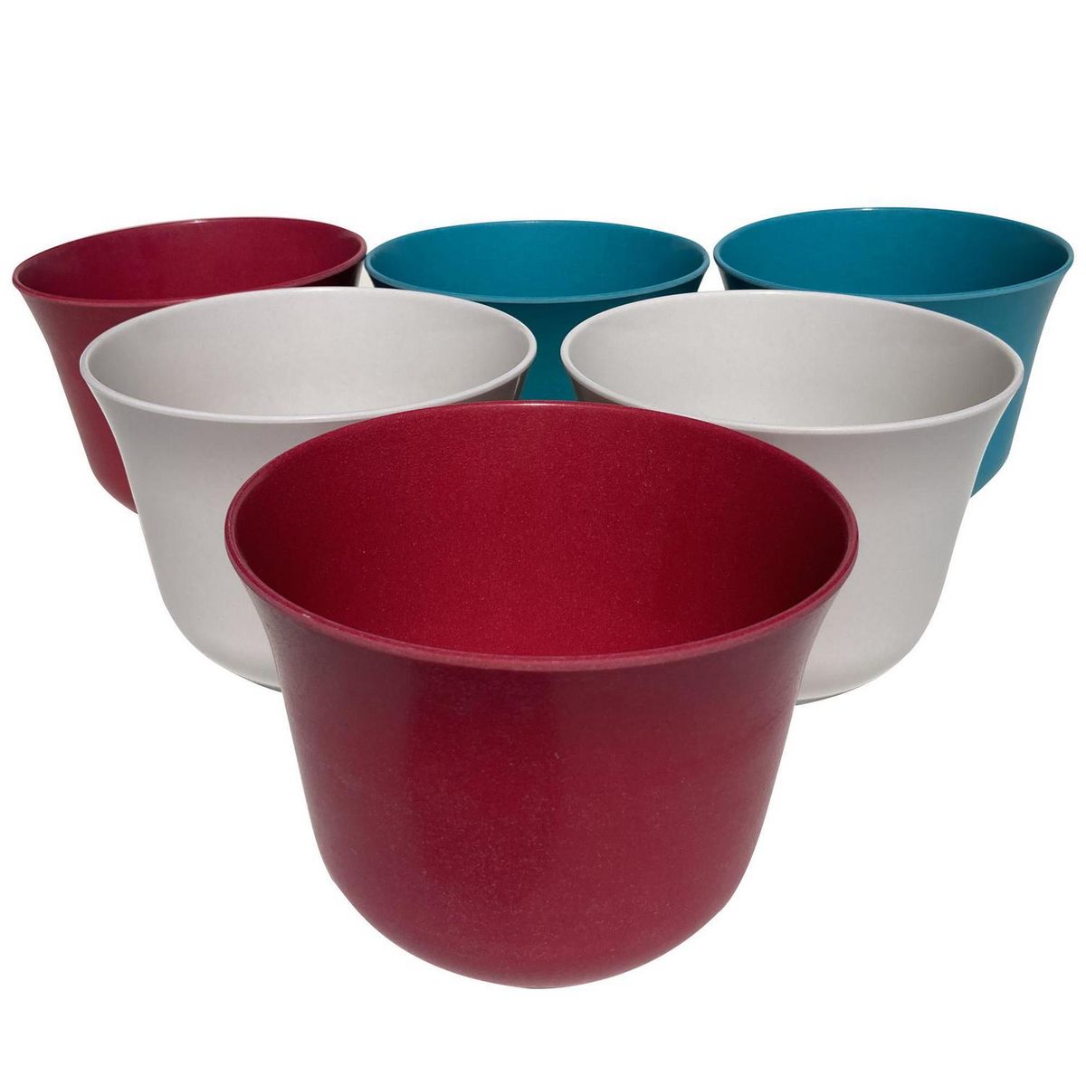 DECOGREEN - Set 6 Macetero Biodegradables Curvo 2 blanco, 2 purpura, 2 turquesa
