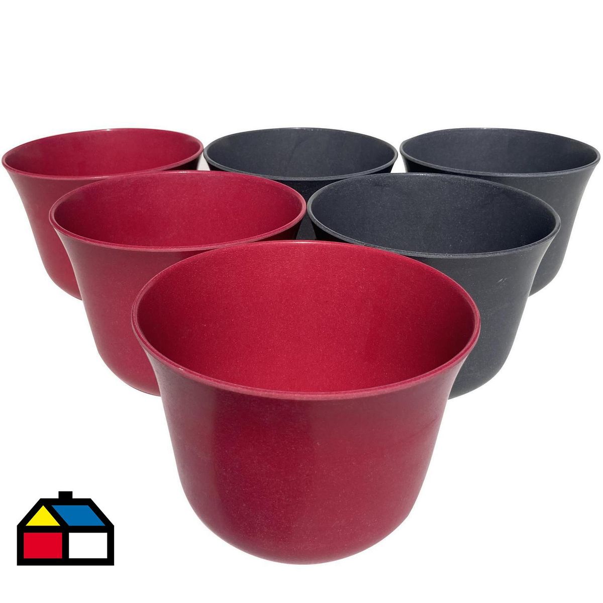 DECOGREEN - Set 6 Macetero Biodegradables Curvo, 3 gris, 3 purpura