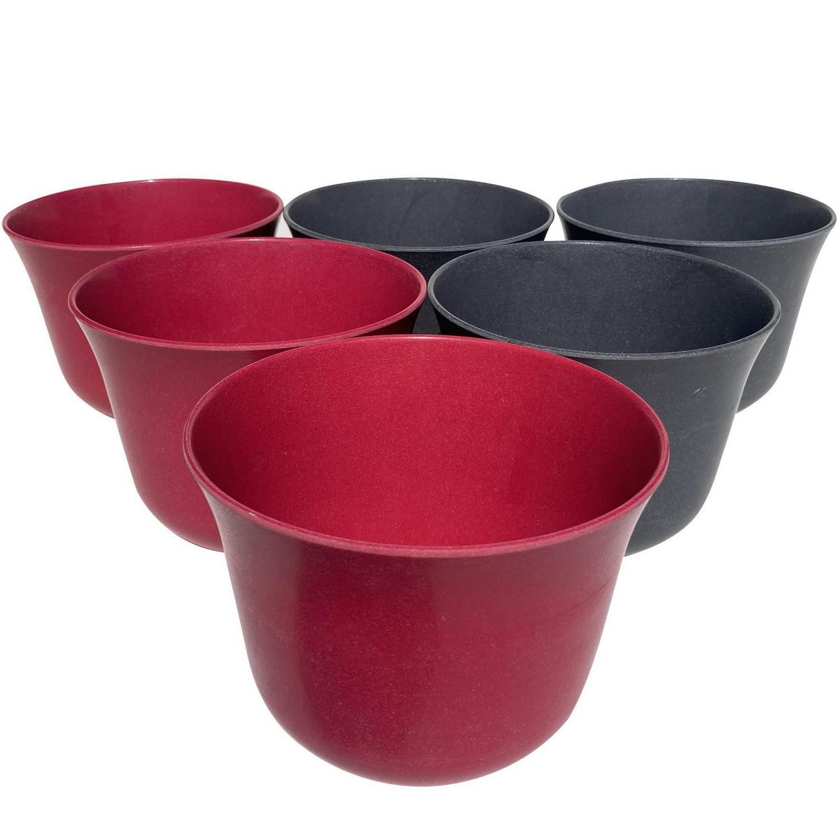 DECOGREEN - Set 6 Macetero Biodegradables Curvo, 3 gris, 3 purpura