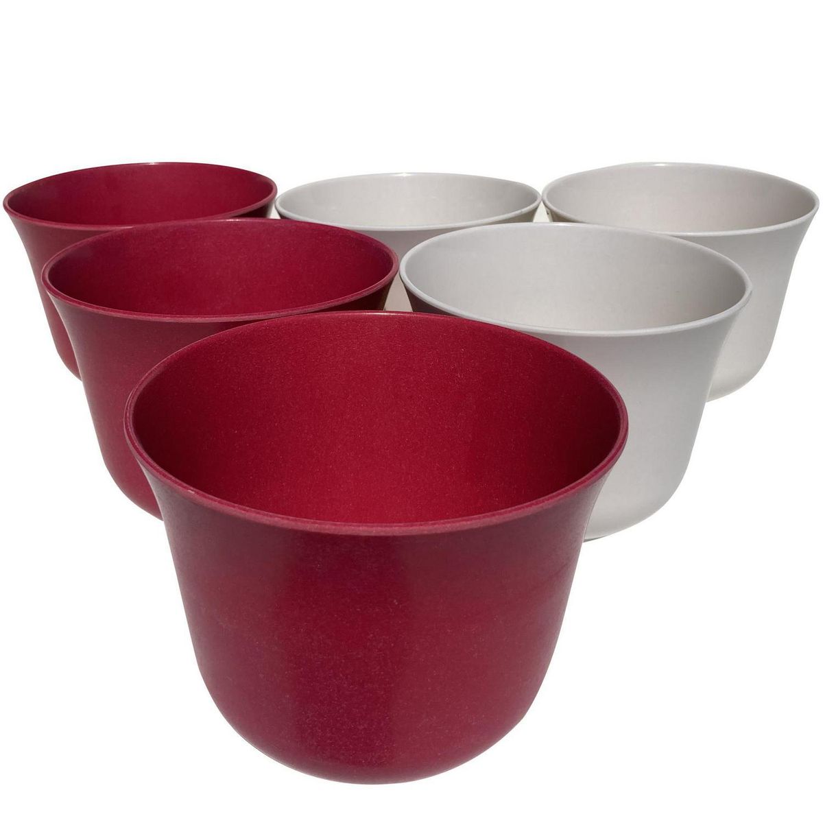 DECOGREEN - Set 6 Macetero Biodegradables Curvo, 3 blancos, 3 purpura
