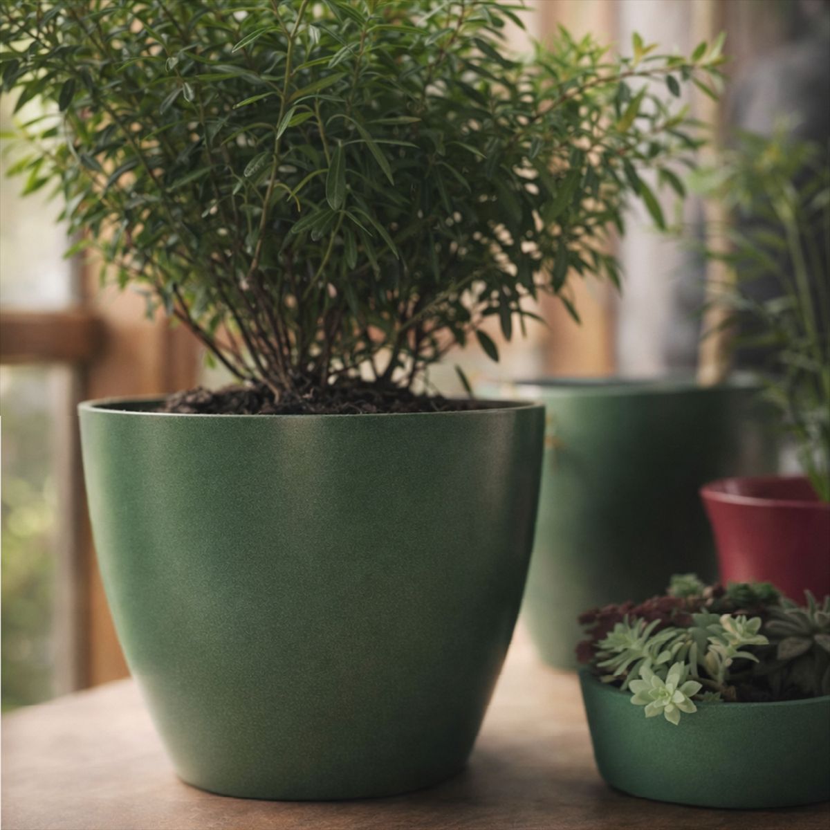 DECOGREEN - Set 4 Maceteros Biodegradables de Silicona 24x18 cm Blanco