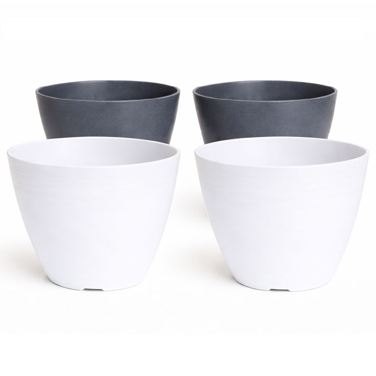 Set 4 Maceteros Biodegradables Actual 2 gris, 2 blanco