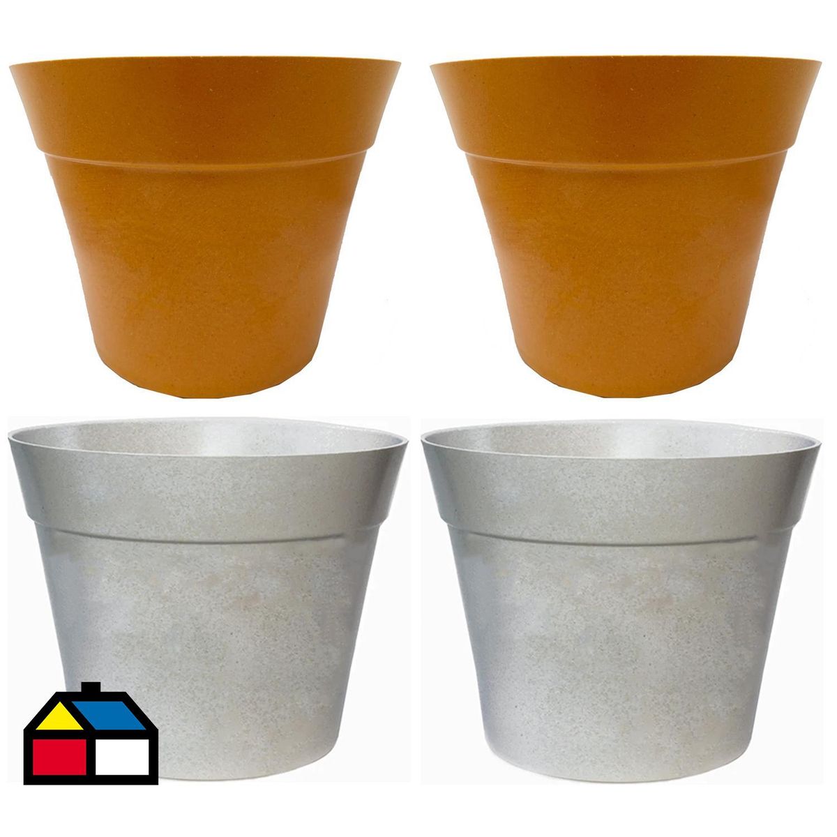 DECOGREEN - Set 4 Maceteros Biodegradables Clásico 2 blanco 2 terracota