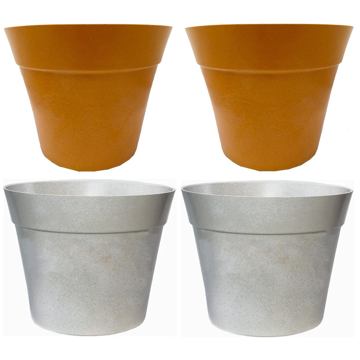 DECOGREEN - Set 4 Maceteros Biodegradables Clásico 2 blanco 2 terracota