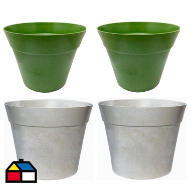 Set 4 Maceteros Biodegradables Clsico 2 blanco 2 musgo