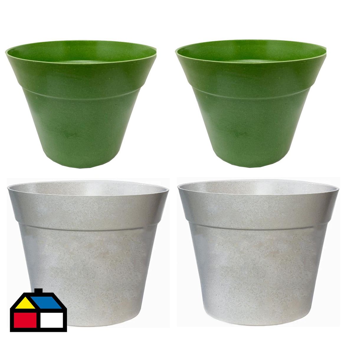 DECOGREEN - Set 4 Maceteros Biodegradables Clásico 2 blanco 2 musgo
