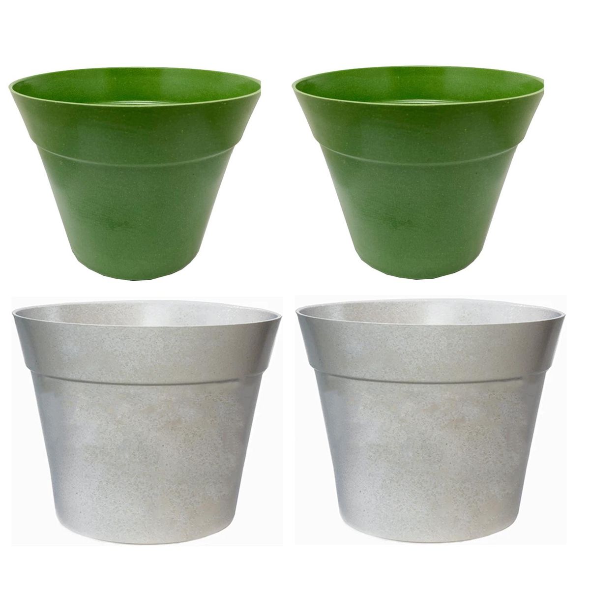 DECOGREEN - Set 4 Maceteros Biodegradables Clásico 2 blanco 2 musgo