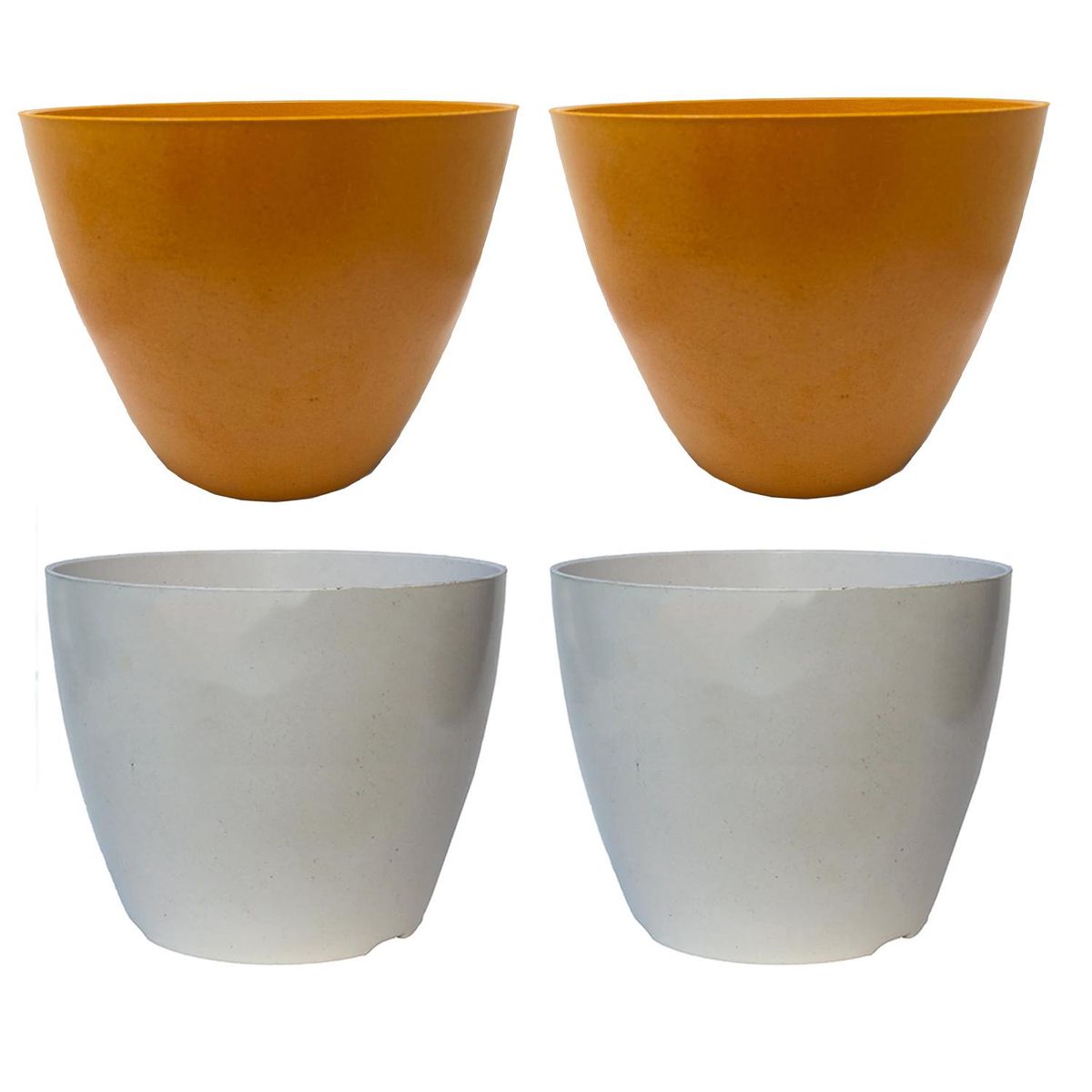 DECOGREEN - Set 4 Maceteros Biodegradables Actual 2 blanco, 2 terracota