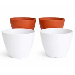 DECOGREEN - Set 4 Maceteros Biodegradables Actual 2 blanco, 2 terracota