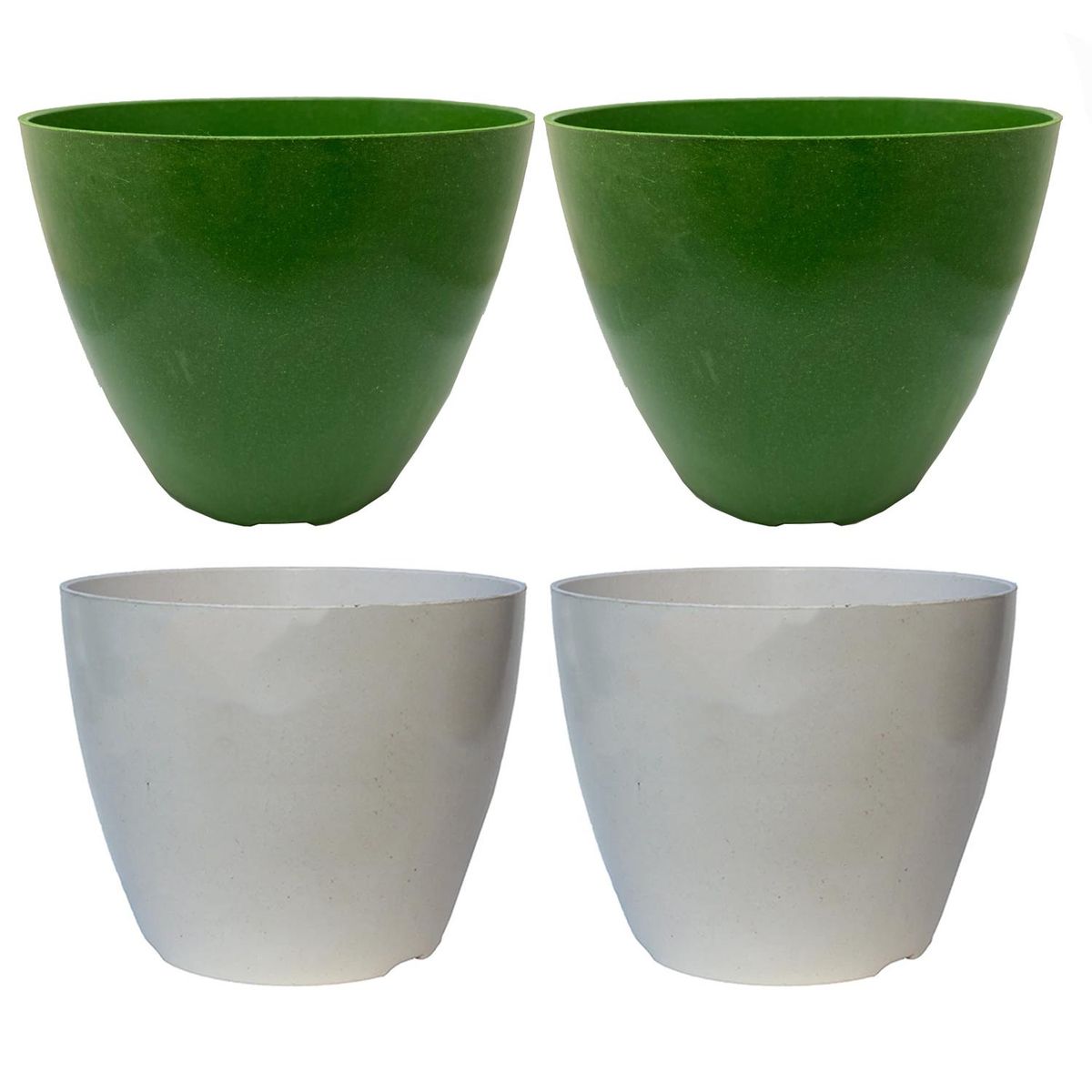 DECOGREEN - Set 4 Maceteros Biodegradables Actual 2 blanco, 2 musgo