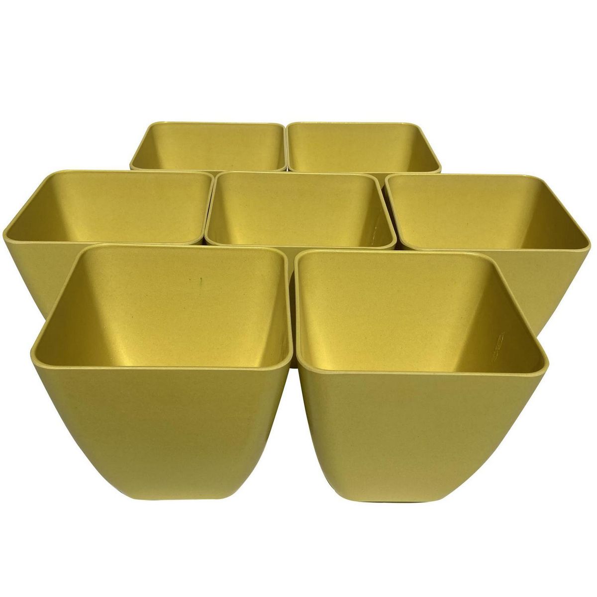 DECOGREEN - Set 7 Maceteros Biodegradables de Silicona 13.3x12.4 Blanco y Verde Musgo