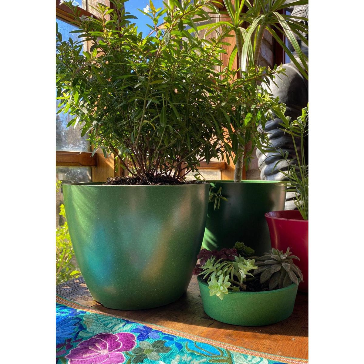 DECOGREEN - Set 4 Maceteros Biodegradables Actual 2 terracota, 2 musgo