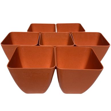 Set 7 Maceteros Biodegradables Cuadrado 7 naranjo
