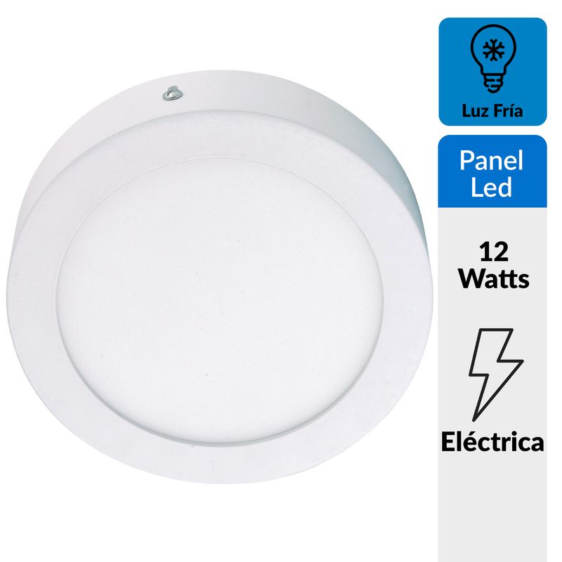 BP ILUMINACION - Panel led sobrepuesto circular 12W Luz Fría 6500K blanco
