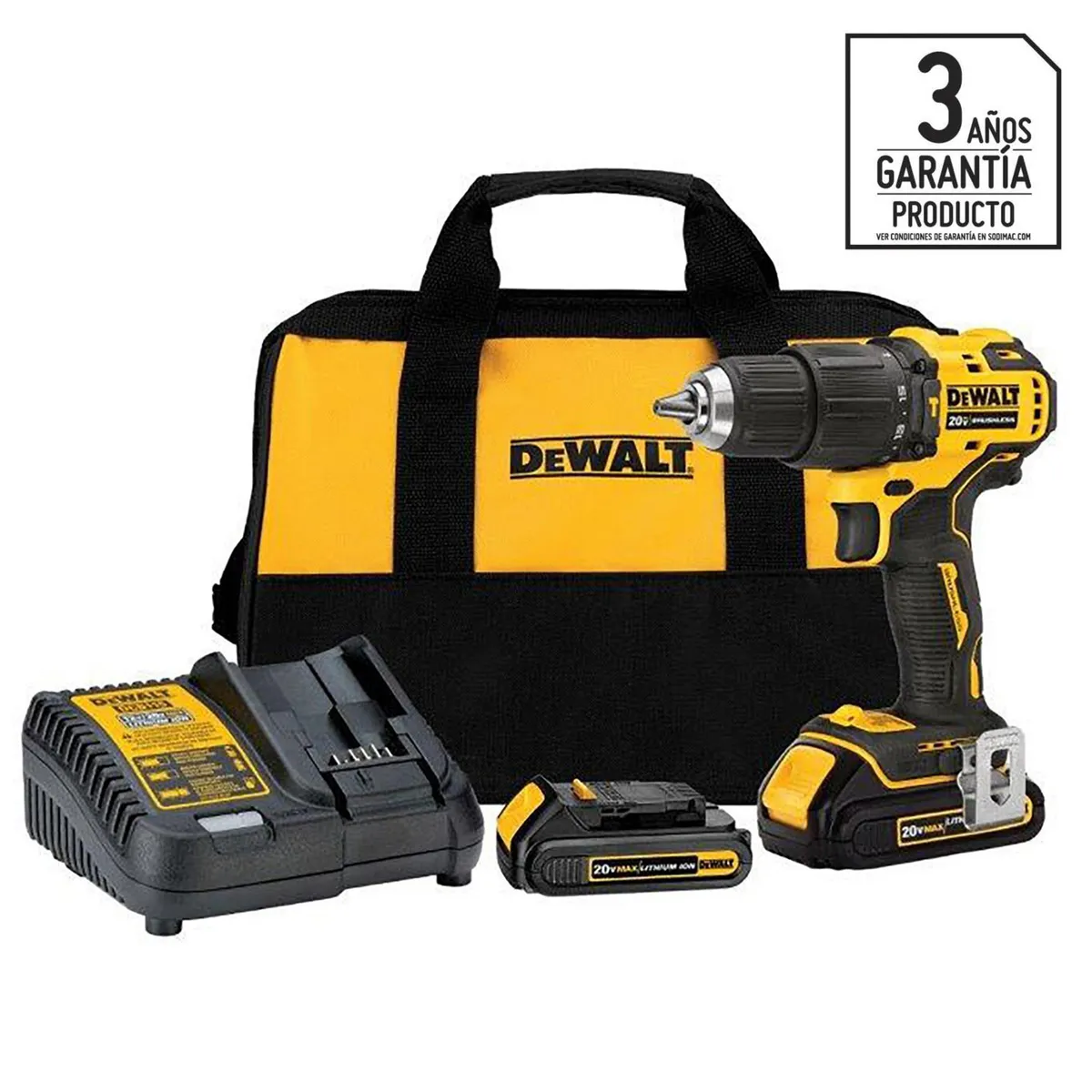 DEWALT - Taladro Inalámbrico Percutor 13 mm 20 V/2 Baterías/Bolso