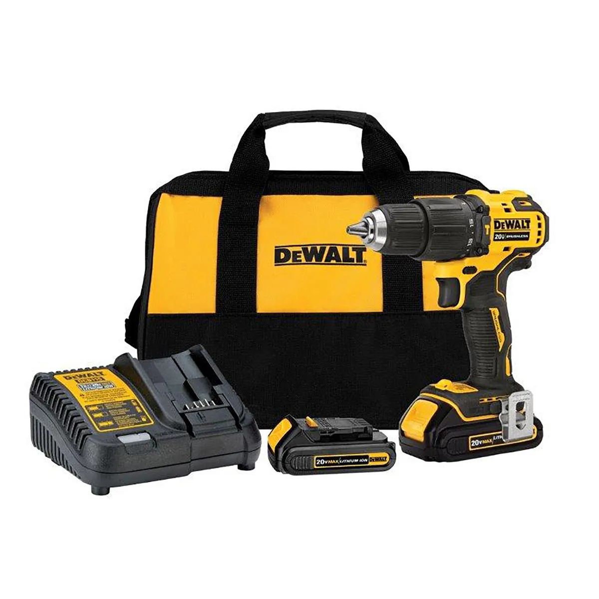 DEWALT - Taladro Inalámbrico Percutor 13 mm 20 V/2 Baterías/Bolso