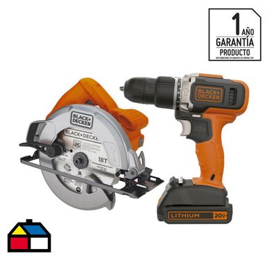 Taladro percutor inalmbrico 10 mm 20V + sierra circular 1400W