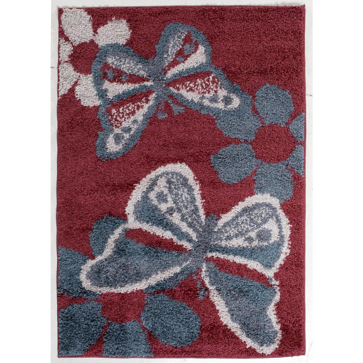 IDETEX - Alfombra Shaggy Infantil Butterfly 120x170 cm Polipropileno Rojo