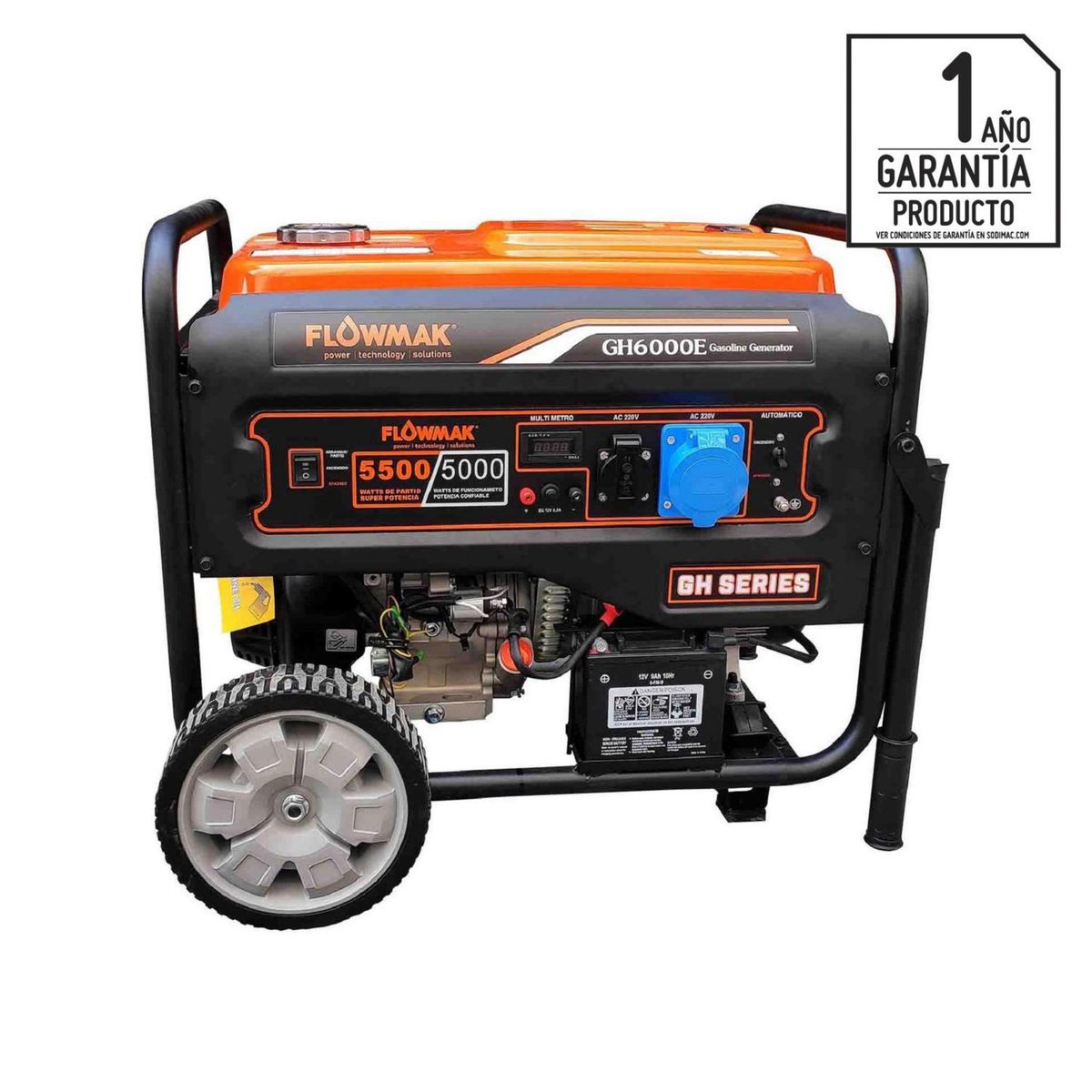 FLOWMAK - Generador Eléctrico a Gasolina Partida Eléctrica 5500 W 25 l