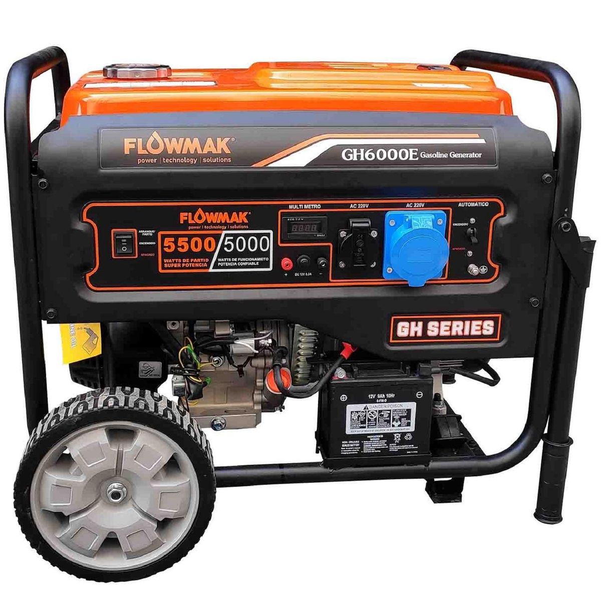 FLOWMAK - Generador Eléctrico a Gasolina Partida Eléctrica 5500 W 25 l